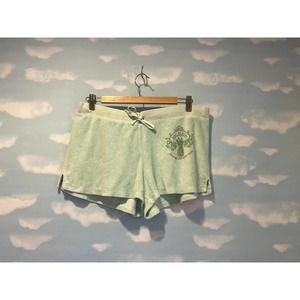 Juicy Couture Terry Terrycloth Shorts Turquoise Blue Rhinestones L Large